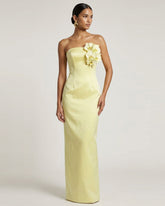 Orchid Embellished Strapless Maxi Dress - Yellow