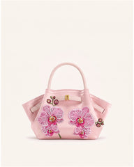Hana Mini Phalaenopsis Orchid Embroidery Tote Bag - Pink
