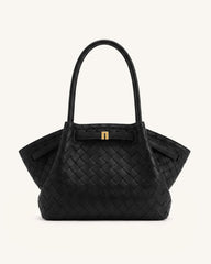 Hana Large Woven Tote Bag - Black