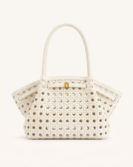 Hana Large Woven Tote Bag - Oat White