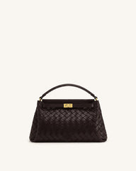 Carmen Woven Top Handle Bag - Dark Brown