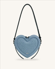 Arlene Heart Shaped Crossbody Bag - Light Blue Denim