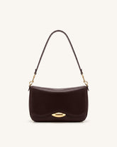 Sofia Classic Flap Shoulder Bag - Dark Brown