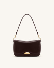 Sofia Classic Flap Shoulder Bag - Dark Brown