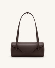 Solenne Barrel Shoulder Bag - Dark Brown