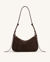 Zirelle Woven Faux Suede Hobo Bag - Brown
