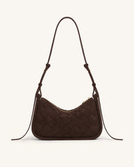 Zirelle Woven Faux Suede Hobo Bag - Brown