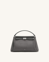 Carmen Faux Suede Top Handle Bag - Dark Gray