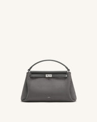 Carmen Faux Suede Top Handle Bag - Dark Gray
