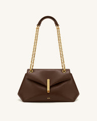 Valerie Chain Flap Shoulder Bag - Dark Brown