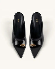 Noemi Pointed-Toe Mule Heels - Black