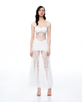 Fiorentina 3D Floral Lace Dress - White