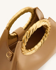 Amiya Leaf Handle Sculpture Bag - Brown