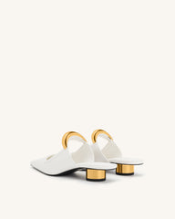 Helena Pierced Mules - White