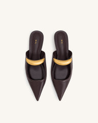 Helena Pierced Mules- Claret Red