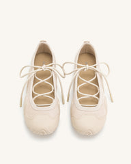 Caitlin Lace-up Ballerina Sneakers - Beige