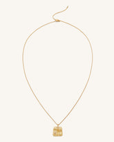 Plantain Fan Pendant Necklace - 18ct Gold Plated & White Zircon