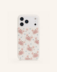 Crab Pattern Faux Pearl Phone Case - White