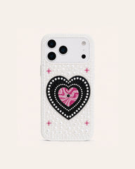 Candy Heart Faux Pearl Phone Case - White
