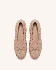 Solenne Ruched Drawstring Ballet Flats - Khaki