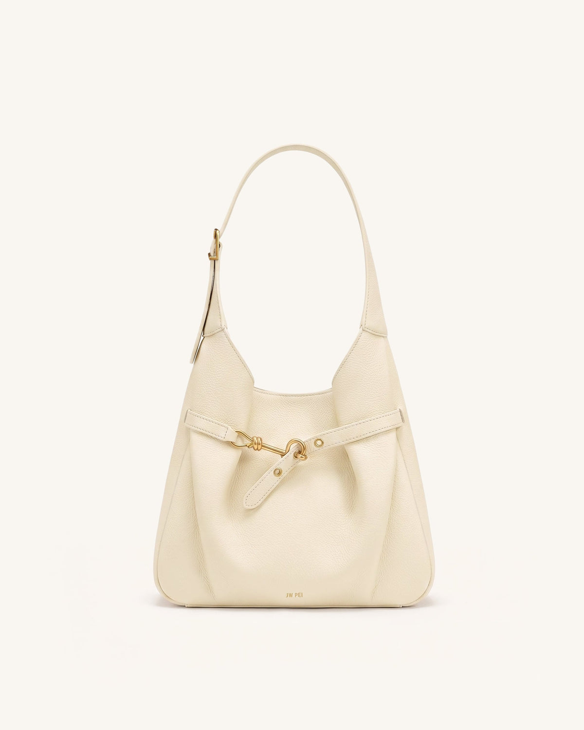 Alina Pebbled Hobo Bag - White