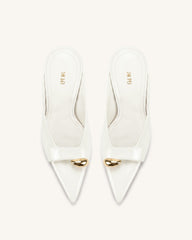 Noemi Pointed-Toe Mule Heels - White