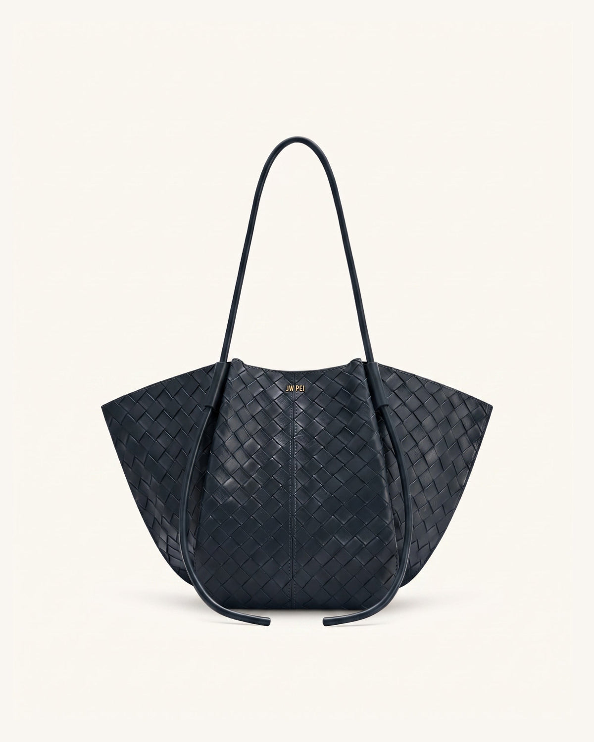 Nala Woven Texture Wide Tote Bag - Navy Blue