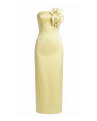 Orchid Embellished Strapless Maxi Dress - Yellow