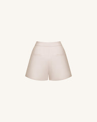 Woven Cotton Tailored Shorts - Beige