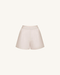 Woven Cotton Tailored Shorts - Beige