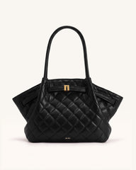 Hana Large Quilting Tote Bag - Charcoal Black
