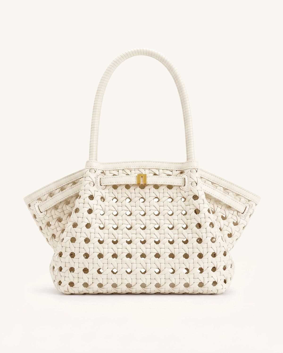 Hana Large Woven Tote Bag - Oat White