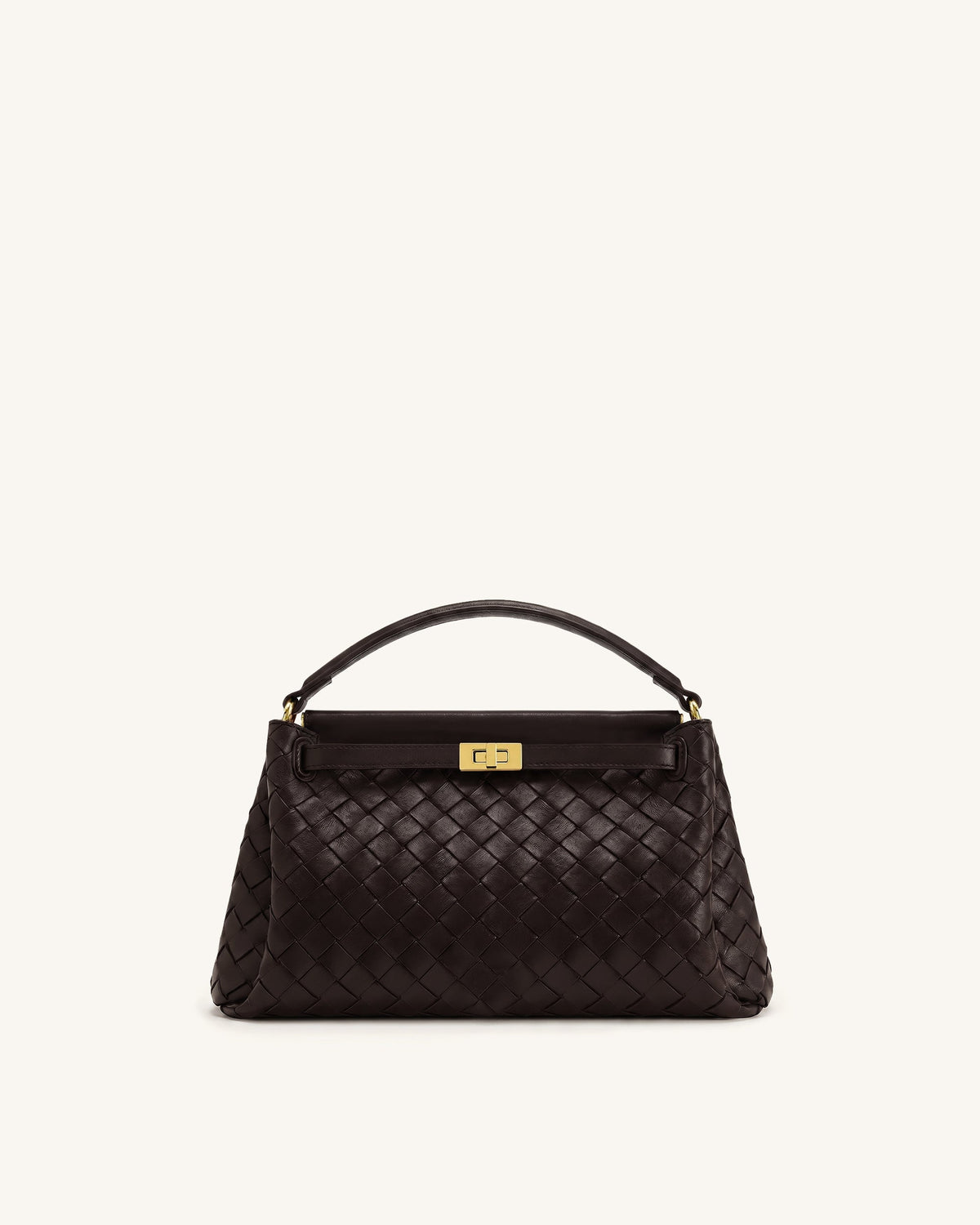Carmen Woven Top Handle Bag - Dark Brown