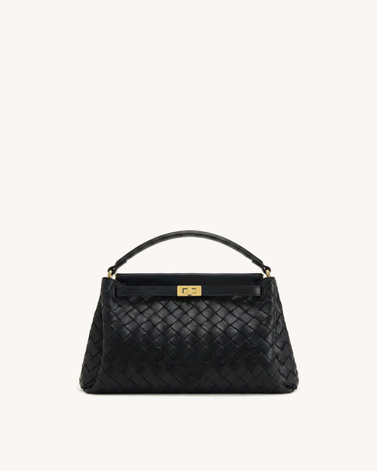 Carmen Woven Top Handle Bag - Charcoal Black