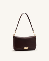Sofia Classic Flap Shoulder Bag - Dark Brown