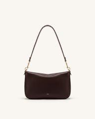 Sofia Classic Flap Shoulder Bag - Dark Brown