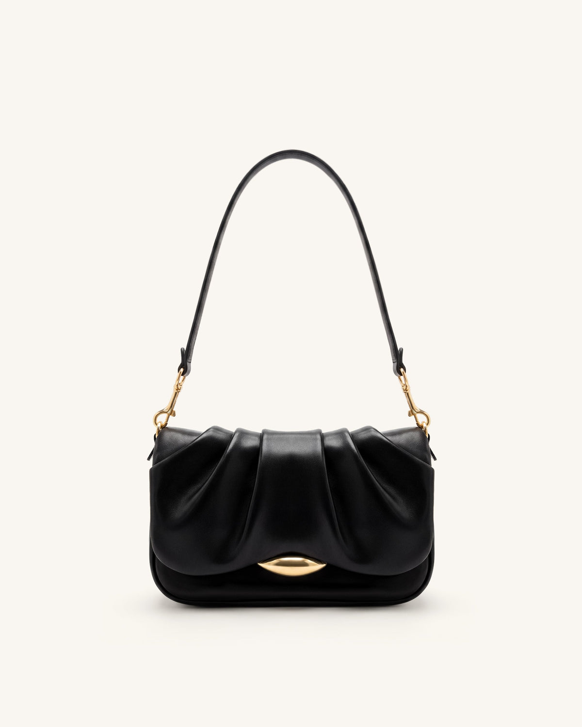 Sofia Ruched Shoulder Bag - Black