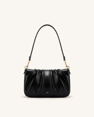 Sofia Ruched Shoulder Bag - Black