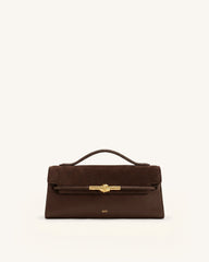 Lena Faux Suede Metal Rope Knot Top Handle Bag - Dark Brown