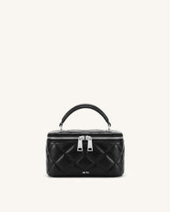 Vivienne Quilted Vanity Top Handle Bag - Black