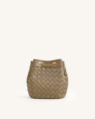 Yara Hand-Woven Bucket Bag - Taupe