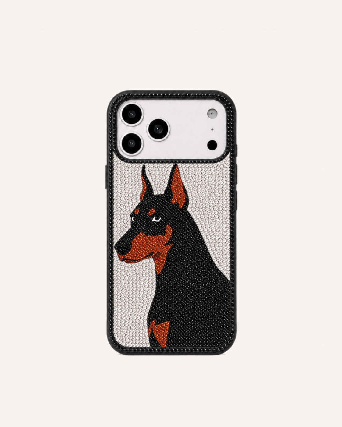Doberman Artificial Crystal Phone Case - Black