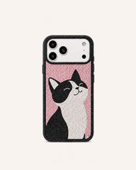 Happy Boston Artificial Crystal Phone Case - Black