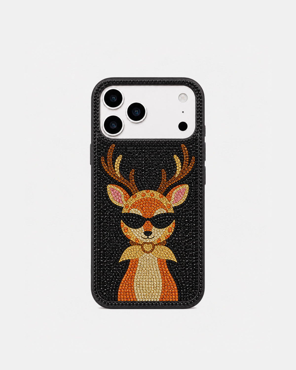 Cool Deer Artificial Crystal Phone Case - Black