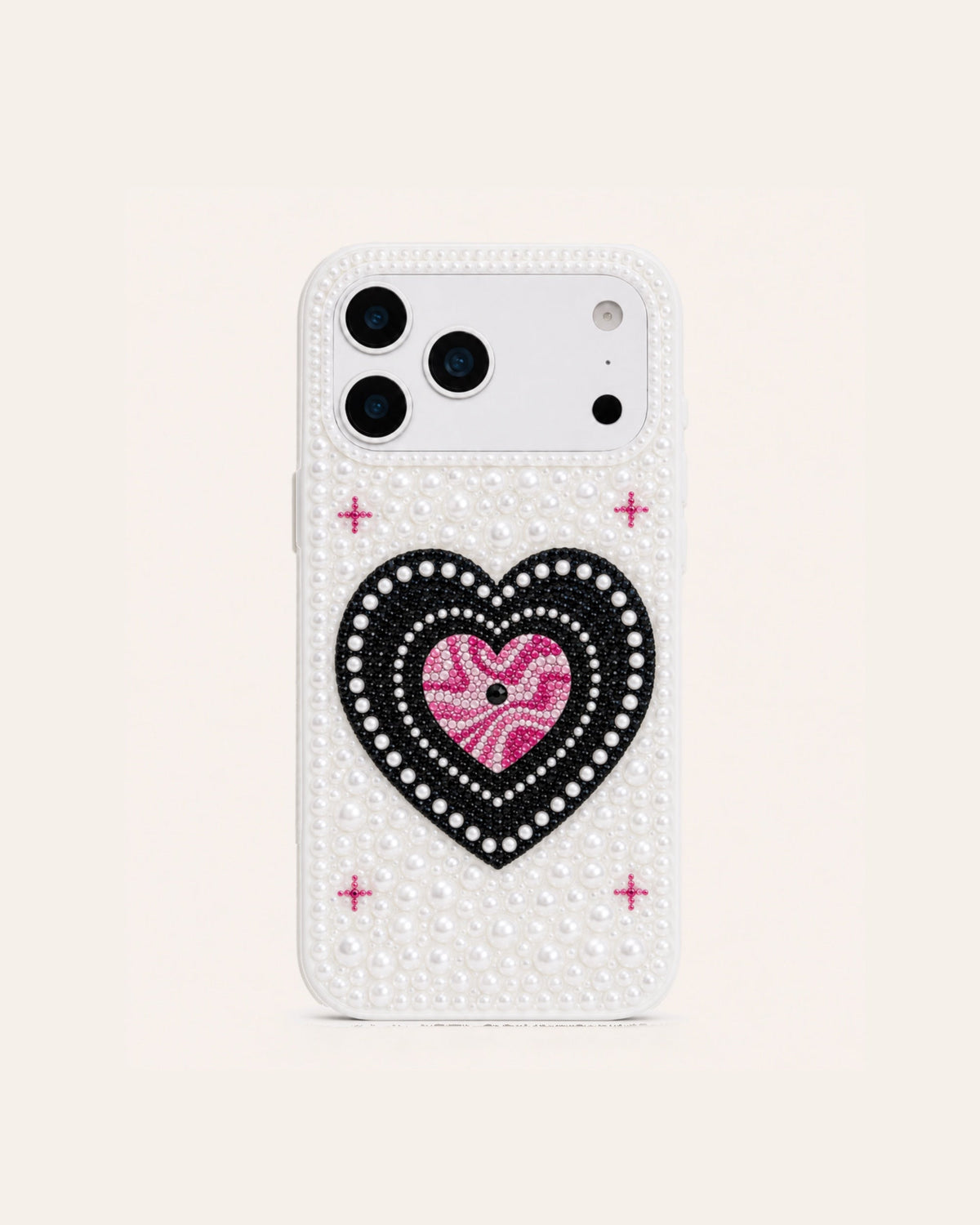 Candy Heart Faux Pearl Phone Case - White