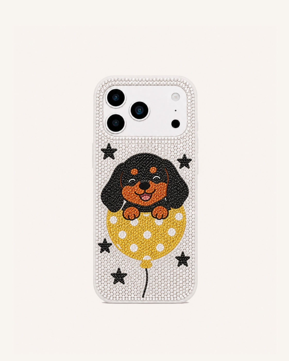 Balloon Puppy Artificial Crystal Phone Case - White