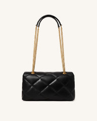 Valerie Puffy Bar-Lock Shoulder Bag - Black