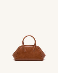 Veda Vintage Finish Bowler Bag - Saddle Brown